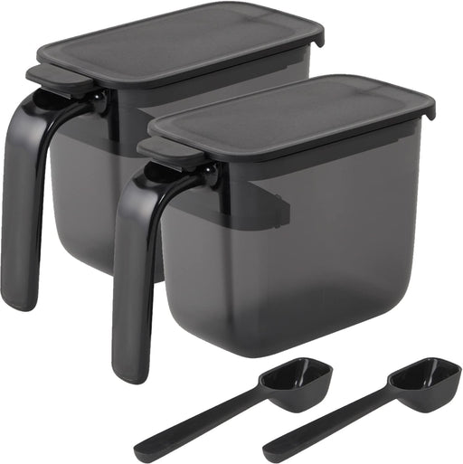 Marna Japan Seasoning Pot Set with Spoon - Black Salt Sugar Container-Kiichin - The #1 Place for Japanese Goods in Your Hand!
