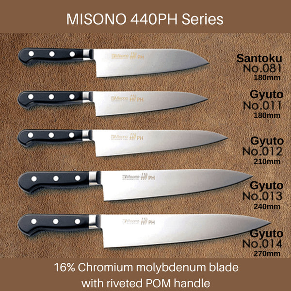 Misono 440Ph Gyuto Knife - 240mm Pom Handle (No.013)-Kiichin - The #1 Place for Japanese Goods in Your Hand!