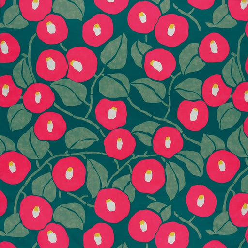 Musubi Aqua Drop Camellia Moss Green Water Repellent Furoshiki - 100cm Polyester-Kiichin - The #1 Place for Japanese Goods in Your Hand!