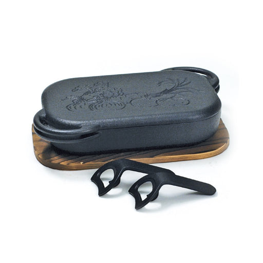 Asahi Nambu Ironware Oven Grill Pan H-400 - Japan IH & Gas Compatible-Kiichin - The #1 Place for Japanese Goods in Your Hand!