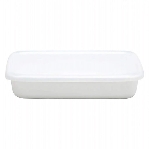 Noda Horo White Enamel Rectangular Shallow Food Containers - Small Size-Kiichin - The #1 Place for Japanese Goods in Your Hand!