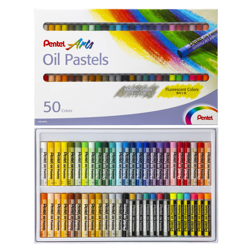 Pentel Oil Pastel Set - 50 Colors (6 Metallic, 6 Fluorescent) - Japan Phn-Mf50-Kiichin - The #1 Place for Japanese Goods in Your Hand!