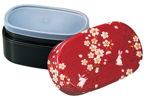 Tatsumiya Sakura Usagi Kaga Red Bento Box - Japanese Style Lunch Container-Kiichin - The #1 Place for Japanese Goods in Your Hand!