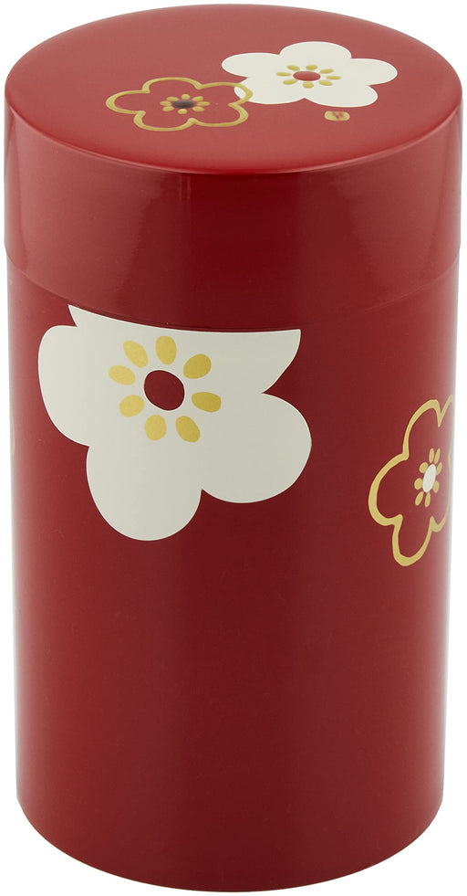 Tatsumiya Large Flower Plum Vermilion Tea Canister - Authentic Japanese Design-Kiichin - The #1 Place for Japanese Goods in Your Hand!