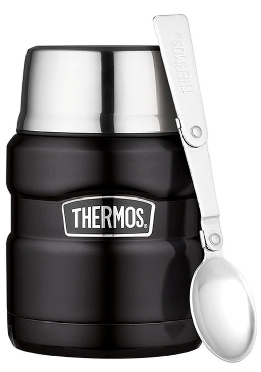 Thermos Stainless King 0.45L Food Jar - Matte Black, Folding Spoon Included-Kiichin - The #1 Place for Japanese Goods in Your Hand!