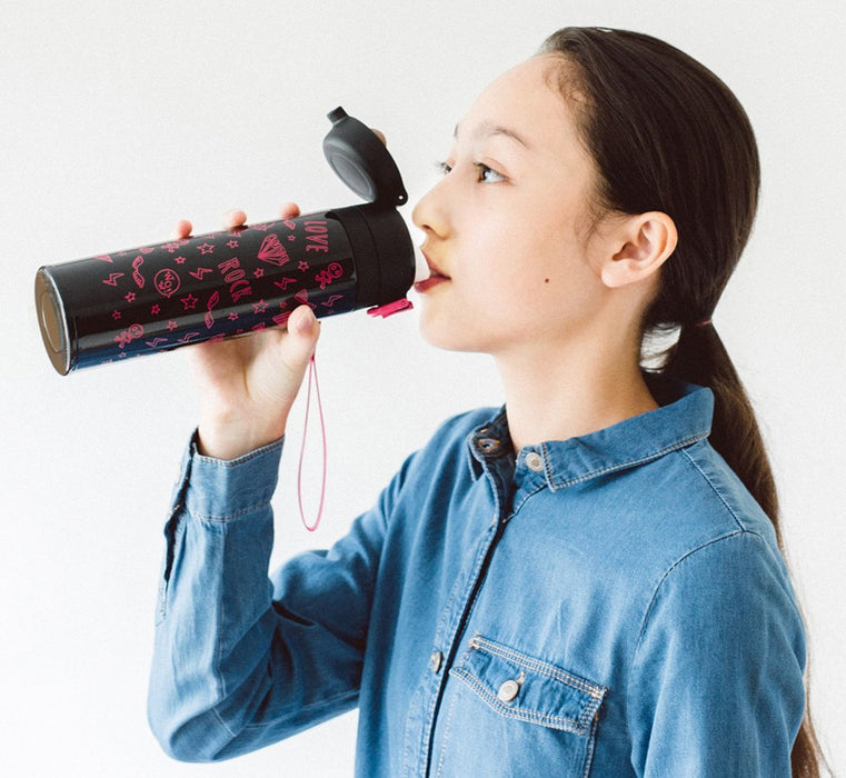 550Ml Vacuum Insulated Water Bottle - Japan Mobile Mug (Black Pink)-Kiichin - The #1 Place for Japanese Goods in Your Hand!