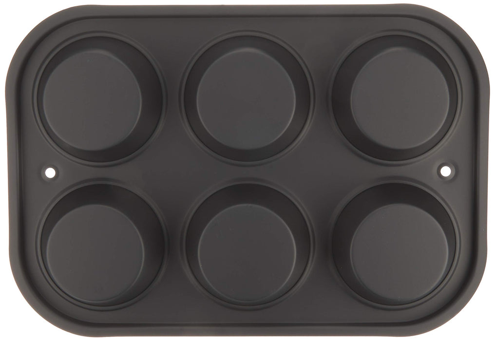 Tiger Crown 6P Black Steel Muffin Pan with Silicone Resin Coating - Heat Resistant up to 250°-Kiichin - The #1 Place for Japanese Goods in Your Hand!