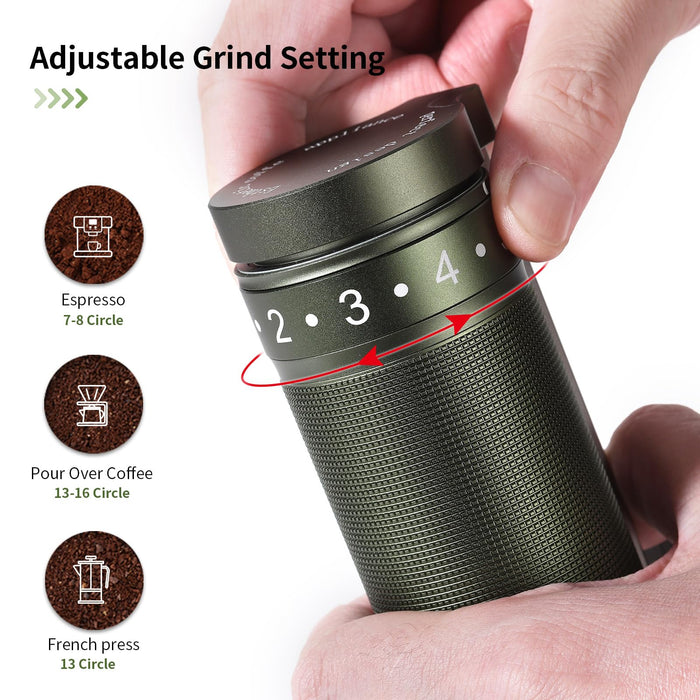 Bincoo Portable Manual Coffee Grinder with Foldable Handle and Steel Burrs
