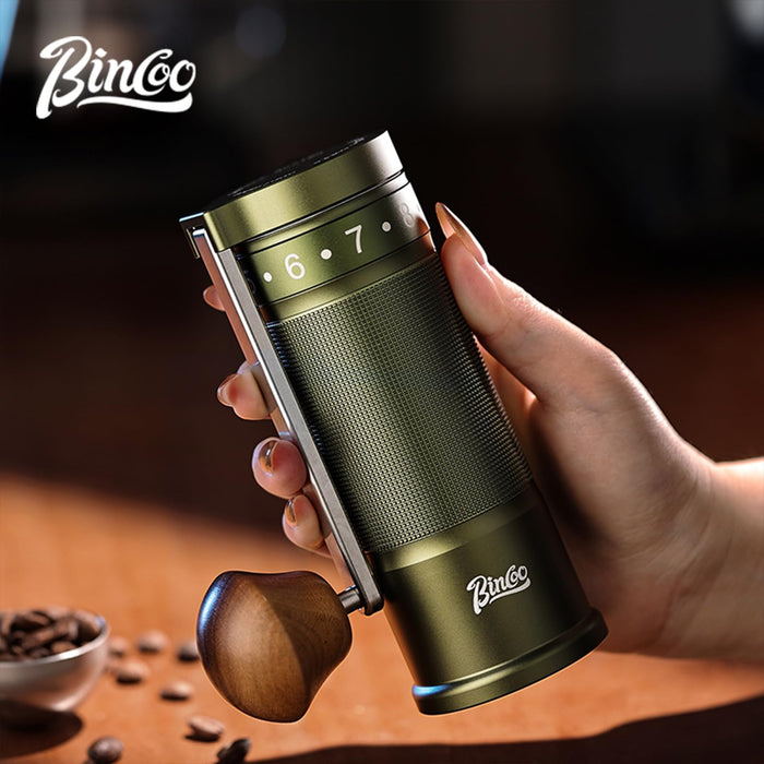 Bincoo Portable Manual Coffee Grinder with Foldable Handle and Steel Burrs