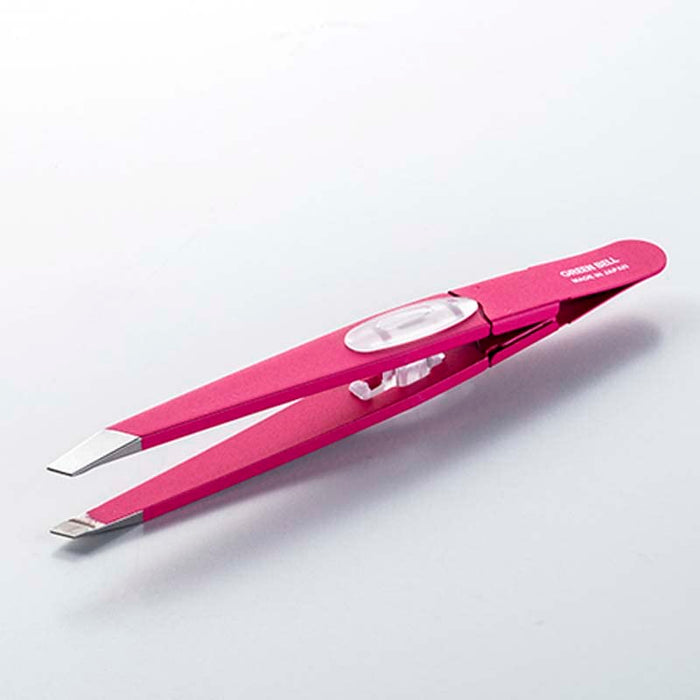 Green Bell Craftsmanship Tweezers Angled Tip Rose Slip-Free Pulls