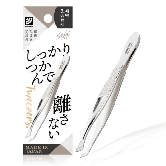 Green Bell Craftsmanship Sekiedge Tweezers Firm Grip With Angled Tip SJ-T250