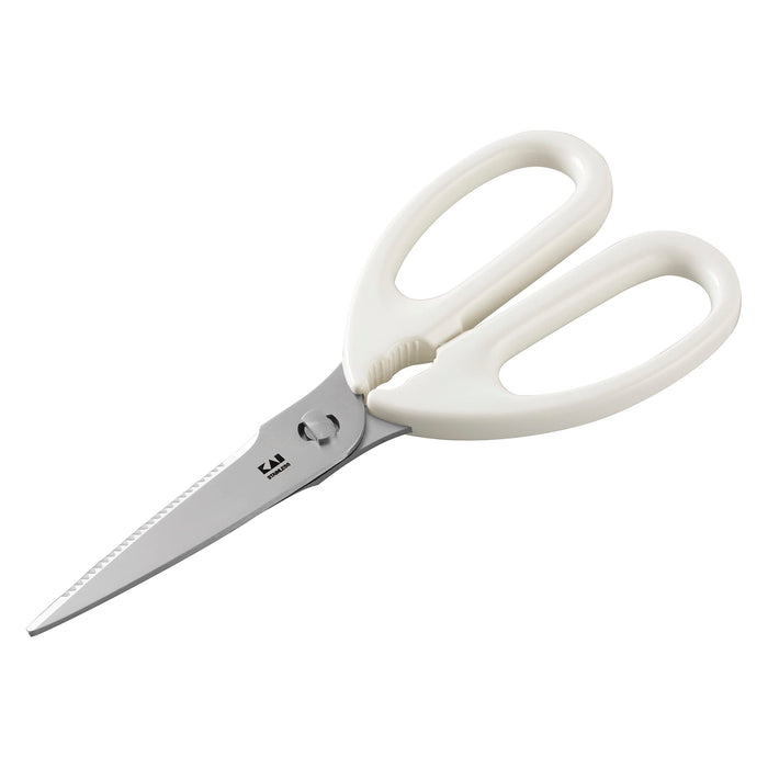 Kai Kitchen Scissors White Grooved Blades Detachable Dishwasher Safe