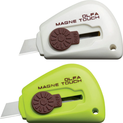 Olfa Magnetouch 2-Piece Set in White and Lime Green - 95B2 Model by Olfa-Kiichin - The #1 Place for Japanese Goods in Your Hand!