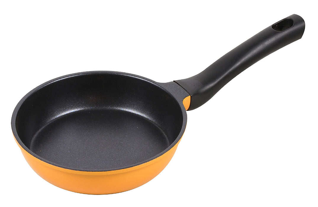 Pearl Metal 14cm Yellow Frying Pan with Blue Diamond Coat Easy Cook Hb-4503-Kiichin - The #1 Place for Japanese Goods in Your Hand!
