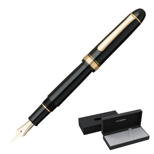 Platinum Fountain Pen #3776 Century - Extra Thick Black Body Size 139.5X15.4mm Weight 20.5G-Kiichin - The #1 Place for Japanese Goods in Your Hand!