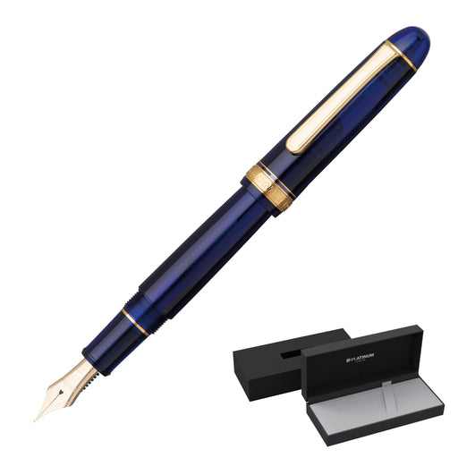 Platinum Fountain Pen #3776 Century Extra Thick Chartres Blue Size 139.5X15.4mm Weight 20.5G-Kiichin - The #1 Place for Japanese Goods in Your Hand!