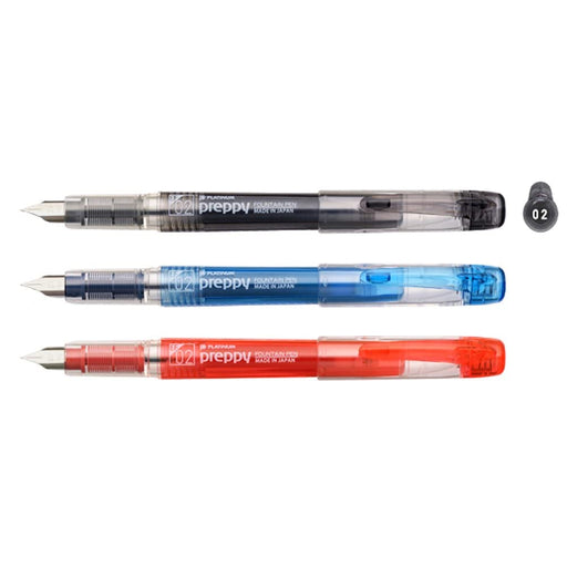 Platinum Preppy 02 Fountain Pen Set Black Blue Red Extra Fine - 3 Color Set-Kiichin - The #1 Place for Japanese Goods in Your Hand!