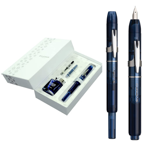 Platinum Fountain Pen Curidas Christmas Limited Edition in Abyss Blue Extra-Fine EF Dual-Use Red and White Case-Kiichin - The #1 Place for Japanese Goods in Your Hand!