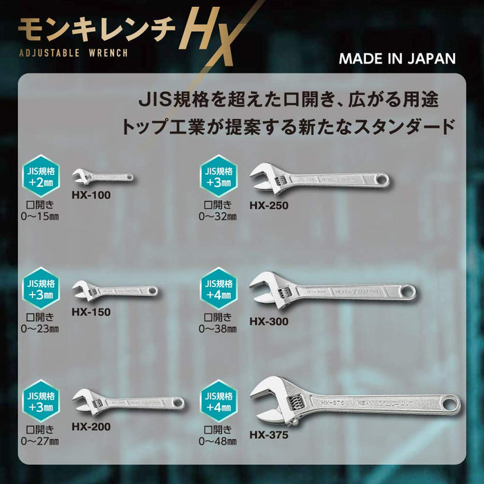 Top Kogyo Monkey Wrench 0-32mm Heat Treated Forged HX-250 Japan Made-Kiichin - The #1 Place for Japanese Goods in Your Hand!