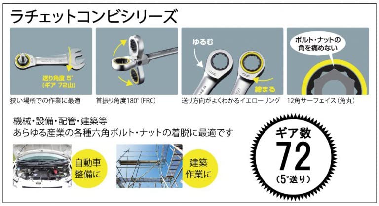 Top Kogyo Swivel Ratchet Wrench 12mm 180° Rotation 5° Feed Angle-Kiichin - The #1 Place for Japanese Goods in Your Hand!
