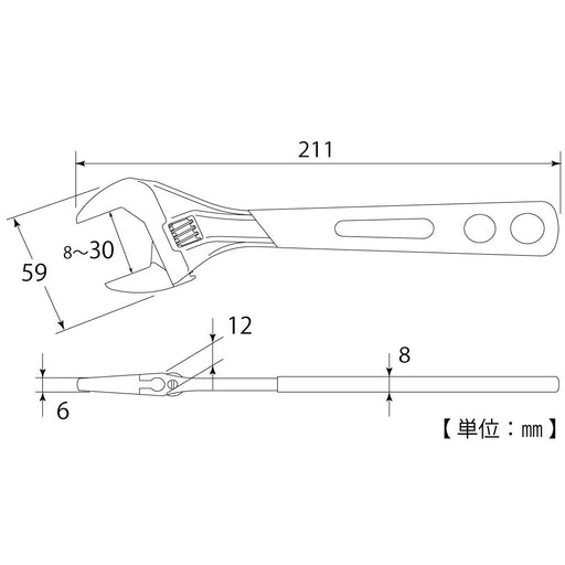 Top Kogyo Wide Monkey Wrench Vinyl Grip 8-30mm Opening Made in Japan-Kiichin - The #1 Place for Japanese Goods in Your Hand!