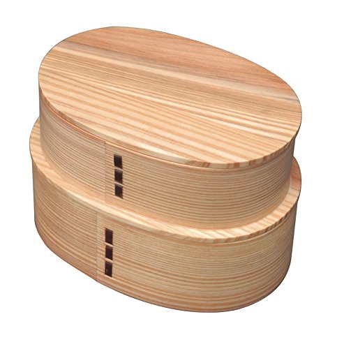 Yamaya Lacquerware Shop Wooden Bentwood Two-Tier Oval Lunch Box Natural Finish-Kiichin - The #1 Place for Japanese Goods in Your Hand!