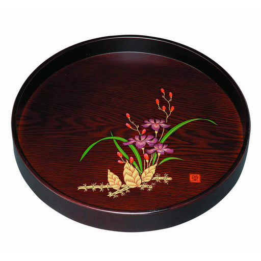 Yamaya Lacquerware Shop 30Cm Ebony Wooden Tray with Gold Maki-E and Mori-E-Kiichin - The #1 Place for Japanese Goods in Your Hand!