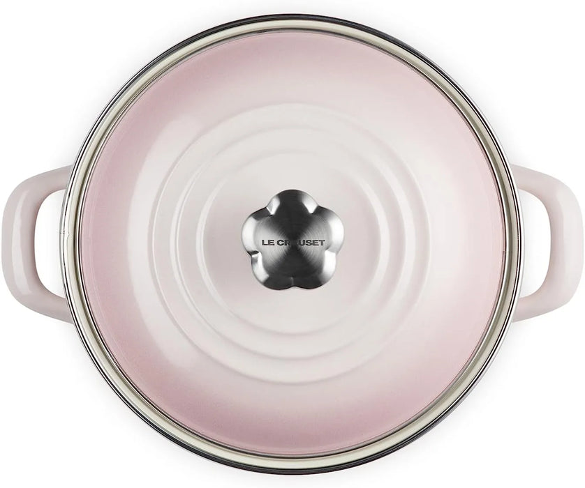 Le Creuset EOS Shell Pink Enameled Casserole Pot 7.1 Inch IH Compatible Le Creuset