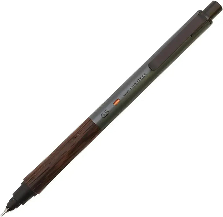 Mitsubishi Pencil Kurutoga Wood Mechanical Pencil 05mm - Gray (Steel Gray) - 4902778325971