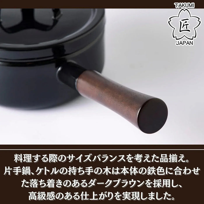 Takumi Japan TKM 23K Black Enameled Kettle 0.7 gal Induction