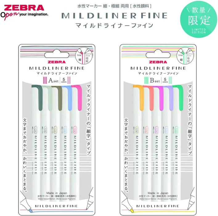 Zebra Fountain Pen WYT9-5C-B Mildliner Fine 5 Color Set B