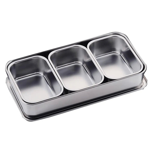 Large 3-Compartment Clover Stainless Steel Yakumi Seasoning Container-Kiichin - The #1 Place for Japanese Goods in Your Hand!