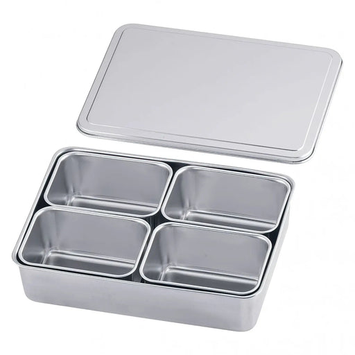 Stainless Steel Yakumi Seasoning Container - Small 4 Compartments Square-Kiichin - The #1 Place for Japanese Goods in Your Hand!