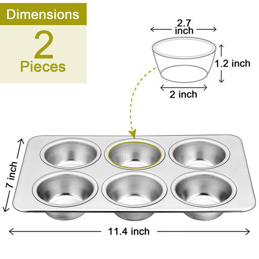 PP Chef Stainless Steel Muffin Pan Set - 2 Pans (6 Cups)-Kiichin - The #1 Place for Japanese Goods in Your Hand!