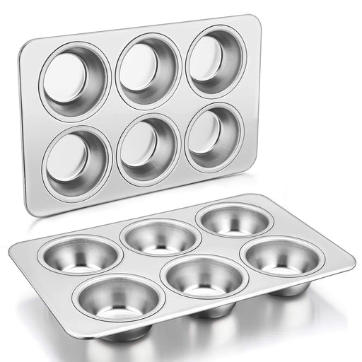 PP Chef Stainless Steel Muffin Pan Set - 2 Pans (6 Cups)-Kiichin - The #1 Place for Japanese Goods in Your Hand!