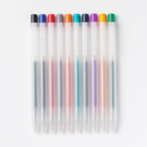 Mujirushi Ryohin 10-Color Gel Ink Ballpoint Pen Set 0.5mm - Japan-Kiichin - The #1 Place for Japanese Goods in Your Hand!