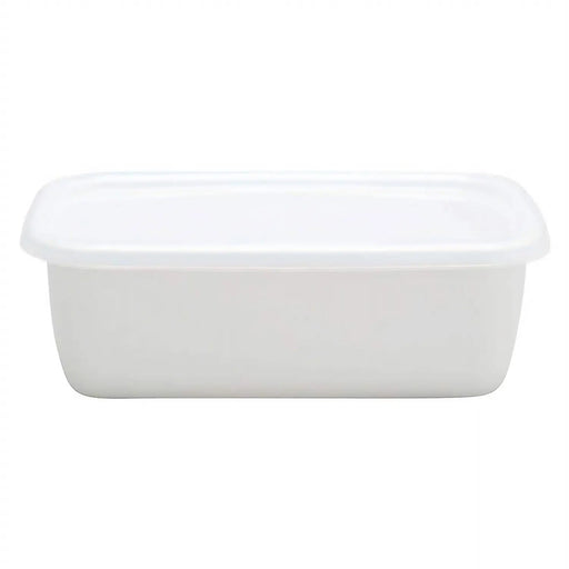 Noda Horo White Enamel Rectangle Deep Food Containers - Large Size with Lid-Kiichin - The #1 Place for Japanese Goods in Your Hand!