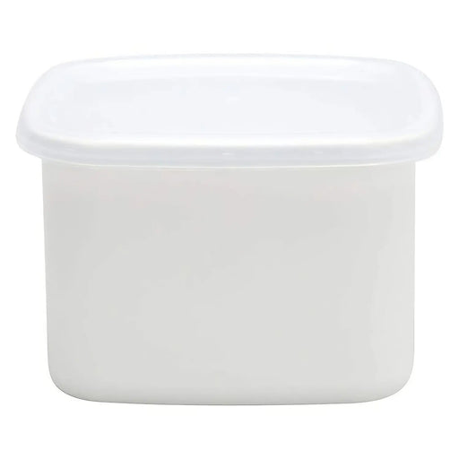 Noda Horo White Enamel Square Food Containers - Medium Size-Kiichin - The #1 Place for Japanese Goods in Your Hand!