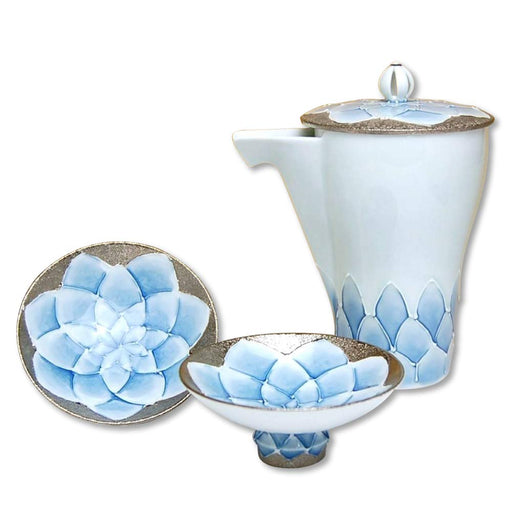 Arita Ware Sake Set - 1 Bottle 2 Cups, Takumi No Kura Dahlia Pottery-Kiichin - The #1 Place for Japanese Goods in Your Hand!