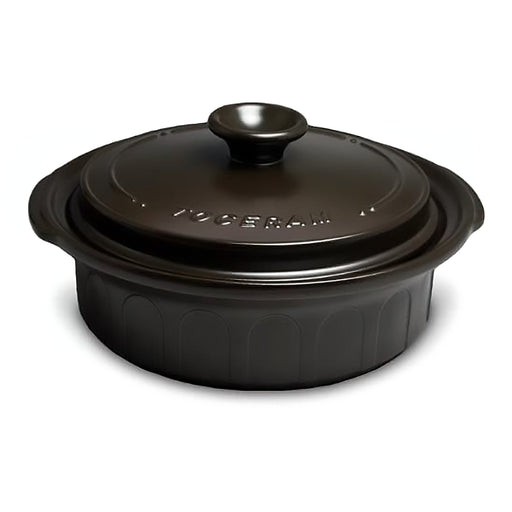 Toceram Charcoal Brown Ceramic Shallow Casserole Pot-Kiichin - The #1 Place for Japanese Goods in Your Hand!