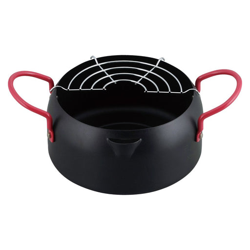 Compact Baked Paint Tempura Pot for Deep Frying - IH Compatible, Iron Net - Black Japan-Kiichin - The #1 Place for Japanese Goods in Your Hand!
