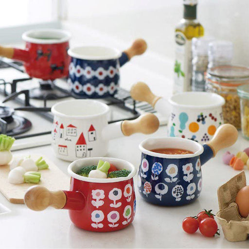 Yutaka Horo Plune Enameled Petit Milk Pan - Cat Design-Kiichin - The #1 Place for Japanese Goods in Your Hand!
